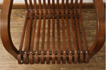 和製アンティーク　竹興社　城所右文次　オリジナル　Bamboo Chair　滑らかな曲線のデザインが目を惹くバンブーチェア(アームチェア、安楽椅子、ディスプレイ)(R-060452)