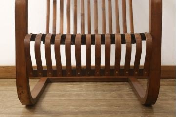 和製アンティーク　竹興社　城所右文次　オリジナル　Bamboo Chair　滑らかな曲線のデザインが目を惹くバンブーチェア(アームチェア、安楽椅子、ディスプレイ)(R-060452)