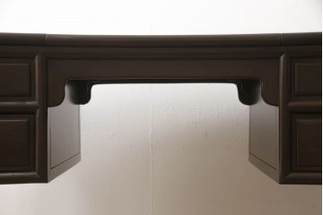 中国ビンテージ　希少デザイン　唐木　上品な佇まいと天板下の収納が魅力的な両袖デスク(ヴィンテージ、ニーホールデスク、両袖机、テーブル、在宅ワーク用、在宅用、ワークデスク、オフィスデスク)(R-060455)