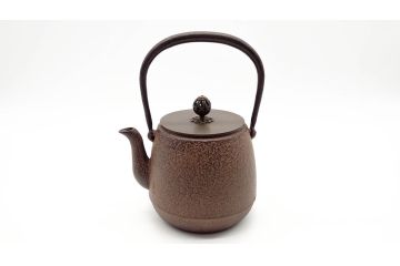 佐藤浄清　銅蓋　透かしの摘みがアクセントになる鉄瓶　箱なし(茶道具)(R-060465)