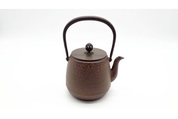 佐藤浄清　銅蓋　透かしの摘みがアクセントになる鉄瓶　箱なし(茶道具)(R-060465)