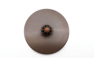 佐藤浄清　銅蓋　透かしの摘みがアクセントになる鉄瓶　箱なし(茶道具)(R-060465)