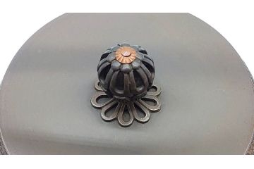 佐藤浄清　銅蓋　透かしの摘みがアクセントになる鉄瓶　箱なし(茶道具)(R-060465)