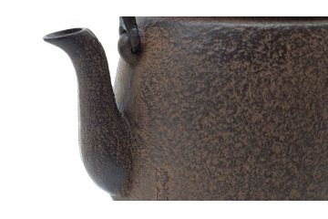 佐藤浄清　銅蓋　透かしの摘みがアクセントになる鉄瓶　箱なし(茶道具)(R-060465)