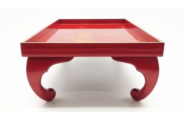 大正〜昭和初期　高砂の図　朱塗木製お膳(漆器)(R-060467)