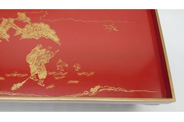 大正〜昭和初期　高砂の図　朱塗木製お膳(漆器)(R-060467)