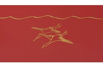 大正〜昭和初期　高砂の図　朱塗木製お膳(漆器)(R-060467)