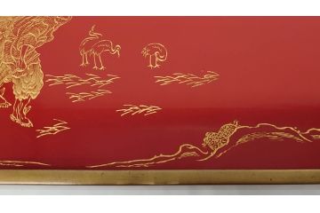 大正〜昭和初期　高砂の図　朱塗木製お膳(漆器)(R-060467)