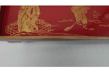 大正〜昭和初期　高砂の図　朱塗木製お膳(漆器)(R-060468)
