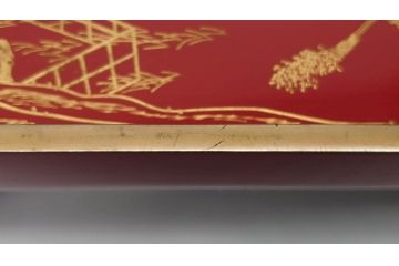 大正〜昭和初期　高砂の図　朱塗木製お膳(漆器)(R-060468)