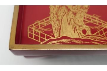 大正〜昭和初期　高砂の図　朱塗木製お膳(漆器)(R-060468)