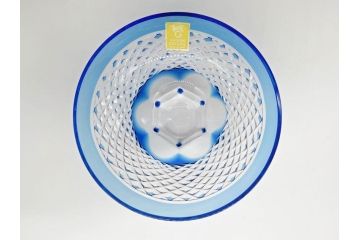 KAGAMI　カガミクリスタル　江戸切子　懐石杯(ブルーガラス、共箱付)(R-060480)