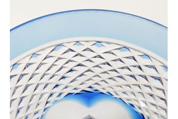 KAGAMI　カガミクリスタル　江戸切子　懐石杯(ブルーガラス、共箱付)(R-060480)