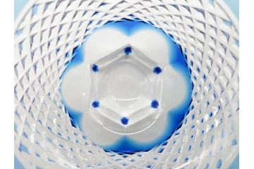 KAGAMI　カガミクリスタル　江戸切子　懐石杯(ブルーガラス、共箱付)(R-060480)