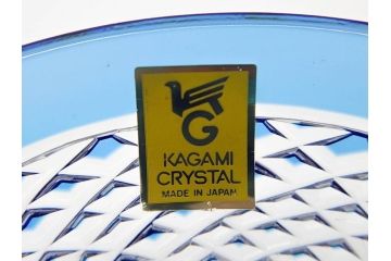 KAGAMI　カガミクリスタル　江戸切子　懐石杯(ブルーガラス、共箱付)(R-060480)