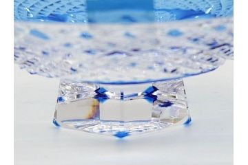 KAGAMI　カガミクリスタル　江戸切子　懐石杯(ブルーガラス、共箱付)(R-060480)