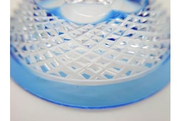 KAGAMI　カガミクリスタル　江戸切子　懐石杯(ブルーガラス、共箱付)(R-060480)