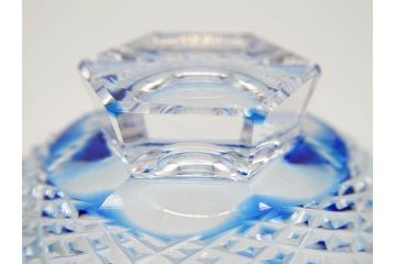 KAGAMI　カガミクリスタル　江戸切子　懐石杯(ブルーガラス、共箱付)(R-060480)