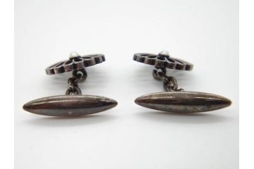 戦前　銀製　十六花菊紋　カフスボタン(シルバー、下賜品?、ボンボニエール)(R-060484)