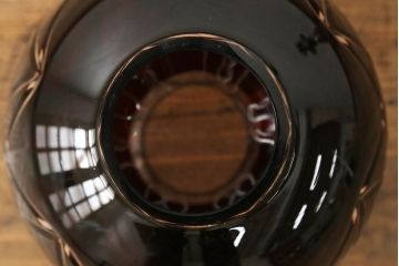 明治〜大正期　巻き芯14分芯42mm　丸みとくびれのバランスが特徴的な切子ガラスのオイルランプ(卓上照明、卓上ランプ)(R-060501)