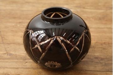 明治〜大正期　巻き芯14分芯42mm　丸みとくびれのバランスが特徴的な切子ガラスのオイルランプ(卓上照明、卓上ランプ)(R-060501)