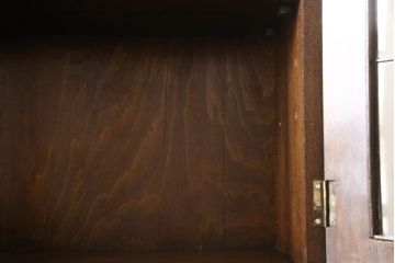イギリスアンティーク　オーク材　ステンドグラス入り　クラシカルなデザインが素敵なビューローブックケース(本箱、キャビネット、収納棚、戸棚、ライティングビューロー、ワークデスク、在宅ワーク、在宅用)(R-060515)
