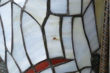 ビンテージ照明　トンボと蓮の花が清々しい夏を連想させる!　ステンドグラスフロアスタンド(ヴィンテージ、スタンド照明、スタンドライト、フロア照明)(R-060519)