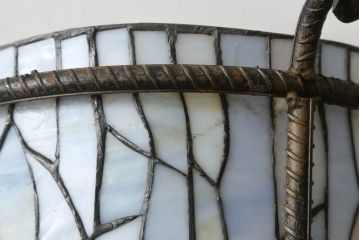 ビンテージ照明　トンボと蓮の花が清々しい夏を連想させる!　ステンドグラスフロアスタンド(ヴィンテージ、スタンド照明、スタンドライト、フロア照明)(R-060519)