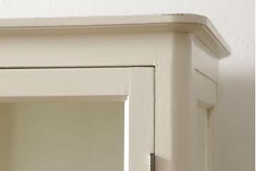 和製アンティーク　ホワイトカラーが可愛らしいケビントガラスケース(飾り棚、収納棚、戸棚、キャビネット、陳列棚)(R-060521)