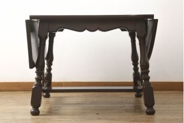 中古　松本民芸家具　D型バタフライ卓子　挽き物加工の脚が目を惹くバタフライテーブル(エクステンションテーブル、ダイニングテーブル、2人掛け、4人掛け)(定価約33万円)(R-060528)