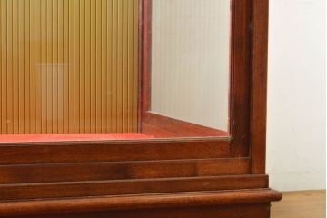 和製ビンテージ　最高級　タモ材　レトロな雰囲気を感じる特大縦型ガラスケース(ショーケース、店舗什器、ヴィンテージ)(R-060537)