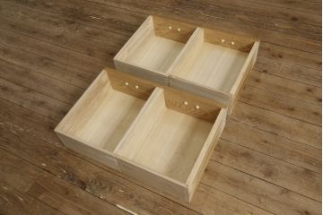 中古　美品　国産　手造り　タモ材　和モダンなお部屋に取り入れやすい水屋箪笥サイドボード(サイドキャビネット、食器棚、カップボード、戸棚、収納棚)(R-060545)