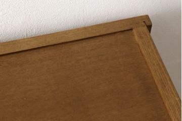 中古　美品　国産　手造り　タモ材　和モダンなお部屋に取り入れやすい水屋箪笥サイドボード(サイドキャビネット、食器棚、カップボード、戸棚、収納棚)(R-060545)