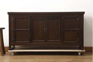 中古　美品　松本民芸家具　なかなかお目にかかれない、希少なN型朝鮮棚(サイドボード、サイドキャビネット、テレビ台、テレビボード、ローボード)(定価約59万8千円)(R-060554)