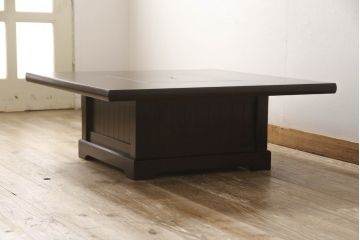 中古　北海道民芸家具　和モダンな空間づくりにおすすめの小振りな座炉付テーブル(囲炉裏、関西火鉢、長火鉢、木製火鉢、座卓、ローテーブル)(定価約34万円)(R-060555)