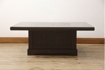 中古　北海道民芸家具　和モダンな空間づくりにおすすめの小振りな座炉付テーブル(囲炉裏、関西火鉢、長火鉢、木製火鉢、座卓、ローテーブル)(定価約34万円)(R-060555)