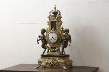 中古　美品　高級品　イタリア　FARBEL　Imperial(インペリアル)　六本木アピス取り扱い　真鍮製　ゼンマイ式置時計(置き時計、ディスプレイ)(R-060556)