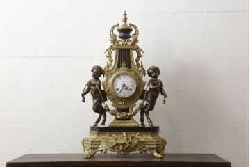 中古　美品　高級品　イタリア　FARBEL　Imperial(インペリアル)　六本木アピス取り扱い　真鍮製　ゼンマイ式置時計(置き時計、ディスプレイ)(R-060556)