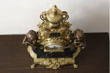 中古　美品　高級品　イタリア　FARBEL　Imperial(インペリアル)　六本木アピス取り扱い　真鍮製　ゼンマイ式置時計(置き時計、ディスプレイ)(R-060556)