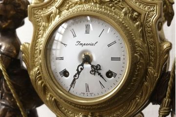 中古　美品　高級品　イタリア　FARBEL　Imperial(インペリアル)　六本木アピス取り扱い　真鍮製　ゼンマイ式置時計(置き時計、ディスプレイ)(R-060556)