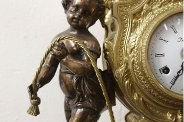 中古　美品　高級品　イタリア　FARBEL　Imperial(インペリアル)　六本木アピス取り扱い　真鍮製　ゼンマイ式置時計(置き時計、ディスプレイ)(R-060556)