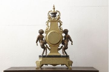 中古　美品　高級品　イタリア　FARBEL　Imperial(インペリアル)　六本木アピス取り扱い　真鍮製　ゼンマイ式置時計(置き時計、ディスプレイ)(R-060556)