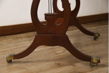 イギリスビンテージ　マホガニー材　脚先のデザインまでかわいい!　キャスター付きバタフライテーブル(サイドテーブル、コンソールテーブル、エクステンションテーブル、ヴィンテージ)(R-060566)