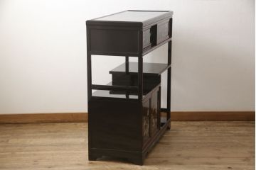 中古　アジア民芸家具　豪華な螺鈿(らでん)細工が美しい飾り棚(ラデン、収納棚、戸棚、茶棚、違い棚)(定価約90万円)(R-060591)