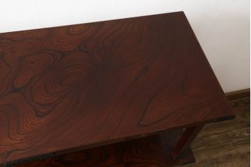 中古　美品　岩谷堂箪笥　左右対称の美しい木目が目を引く飾り棚(陳列棚、収納棚、戸棚、茶棚)(R-060597)