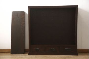 中古　前面栗材　上質な和の空間を演出する水屋箪笥(食器棚、カップボード、茶箪笥、戸棚、収納棚)(R-060601)