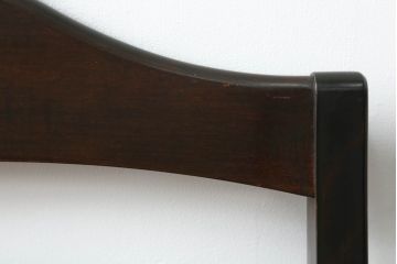 中古　北海道民芸家具　HM645　背板の波打つようなデザインが上品なラダーバックチェア2脚セット(椅子、ダイニングチェア、板座チェア)(R-060603)