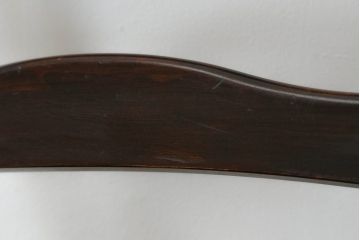 中古　北海道民芸家具　HM645　背板の波打つようなデザインが上品なラダーバックチェア2脚セット(椅子、ダイニングチェア、板座チェア)(R-060603)