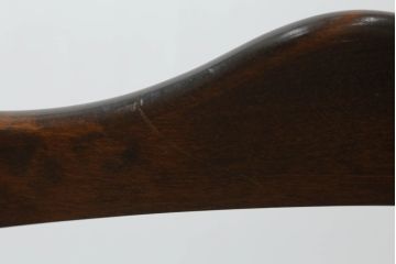 中古　北海道民芸家具　HM645　背板の波打つようなデザインが上品なラダーバックチェア2脚セット(椅子、ダイニングチェア、板座チェア)(R-060603)