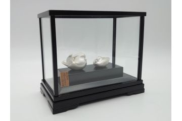 光一作　ころんとしたかわいい姿に癒される!　おしどりの置物　純銀製　ケース付き　オブジェ(R-060608)